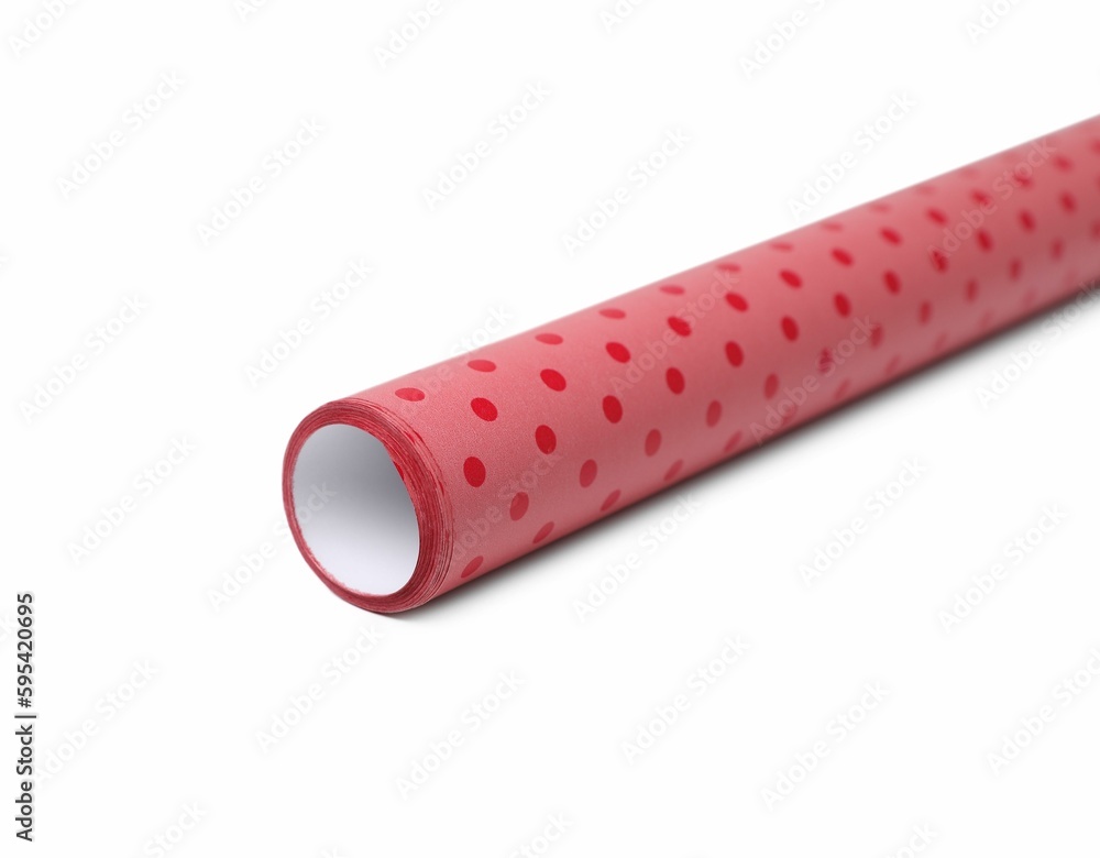 Roll of polka dot wrapping paper on white background Roll of polka dot wrapping paper on white background