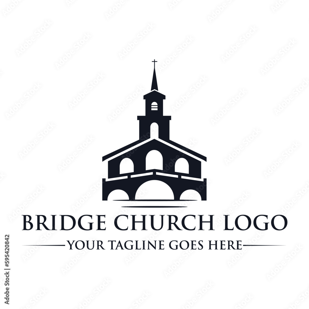 Abstract Bridge Church logo design template.