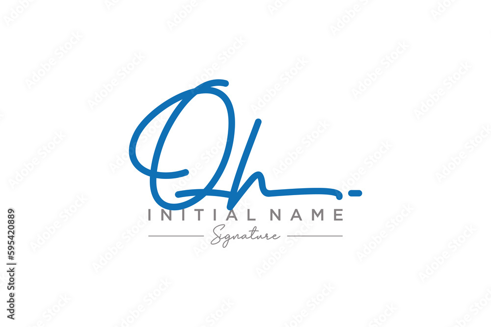 Initial QH signature logo template vector. Hand drawn Calligraphy lettering Vector illustration. Initial QH signature logo template vector. Hand drawn Calligraphy lettering Vector illustration.