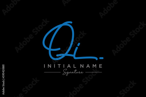 Initial OI signature logo template vector. Hand drawn Calligraphy lettering Vector illustration.