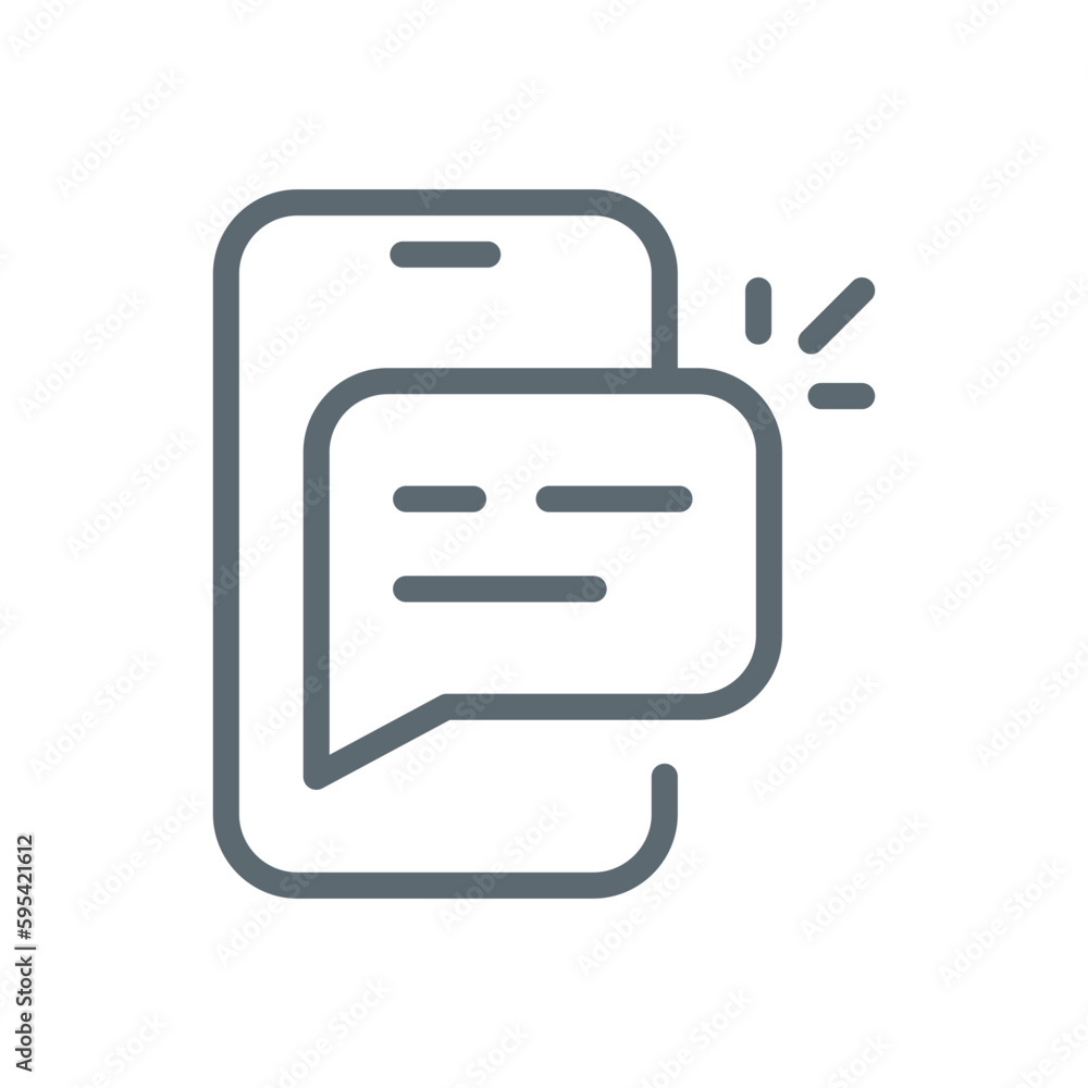 new chat, message, notification on smartphone concept illustration line icon design editable vector eps10 new chat, message, notification on smartphone concept illustration line icon design editable vector eps10