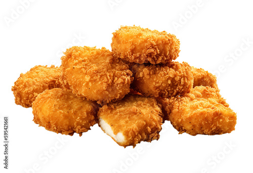 Chicken nuggets in transparent background. Generative AI. photo
