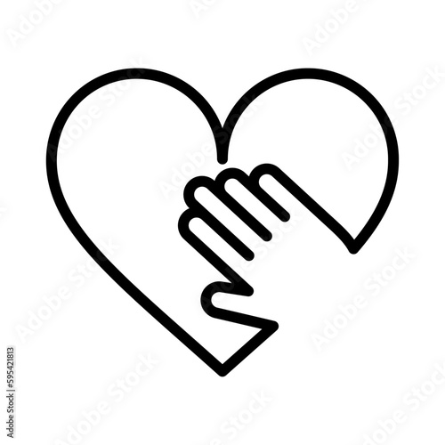 Icono de mano en el corazón. Concepto de ayuda. Amor, caridad, donación. Ilustración vectorial