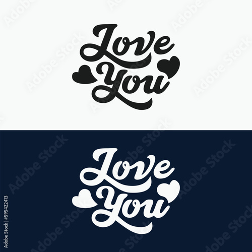 Abstract love you font logo design template