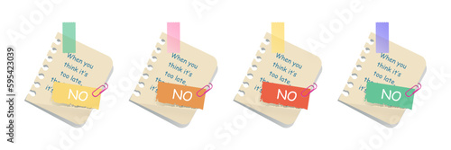 Set of mini notebooks. Collection of graphic elements for website. Space for notes, to do sheet and memo, diaries