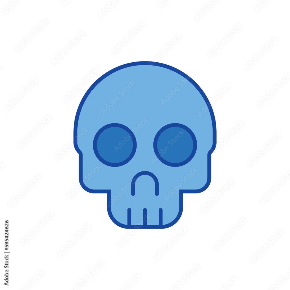 skull icon. blue icon.