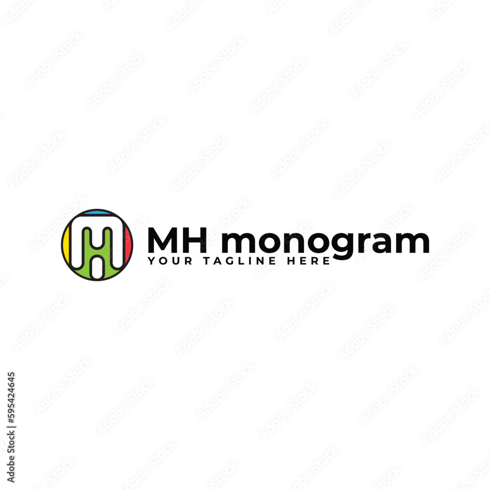 Abstract MH monogram logo design template Abstract MH monogram logo design template