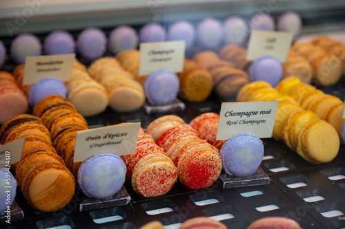 Canvas Print Macarons or French macaroon  sweet meringue-based confection made with egg white