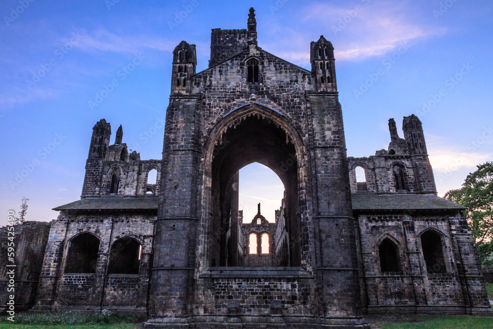 United Kingdom, Great Britain, England, West Yorkshire, Leeds, North Bank of river Aire. Kirkstall Abbey, 12th century Cistercian Monastery ruins.
