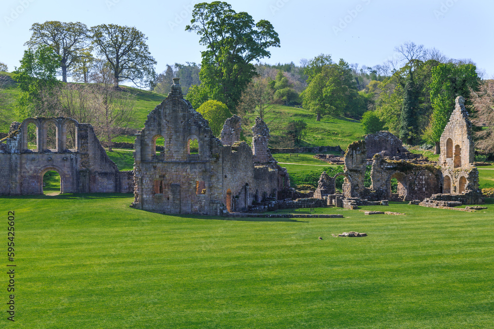 England, North Yorkshire, Ripon. Fountains Abbey, Studley Royal. UNESCO World Heritage Site. National Trust, Cistercian Monastery. Ruins.