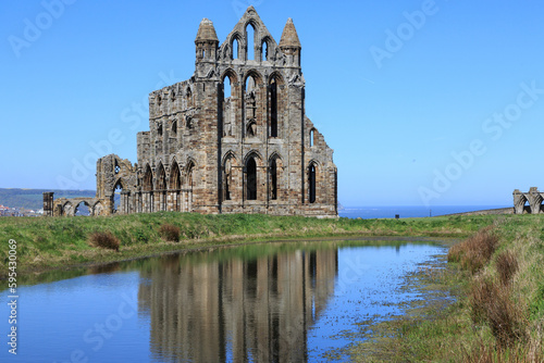 England, North Yorkshire, Whitby. Ruins of Benedictine monastery, Whitby Abbey.