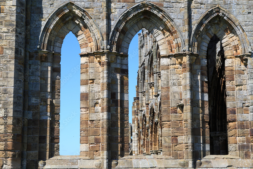 England, North Yorkshire, Whitby. Ruins of Benedictine monastery, Whitby Abbey.