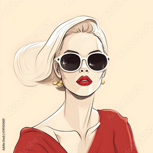A beautiful blonde woman. Fashion illustration.