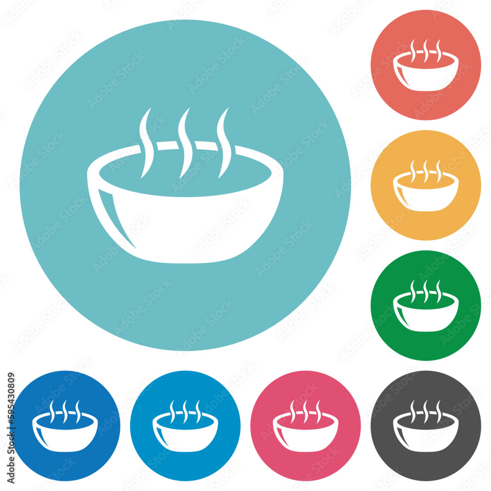 Glossy steaming bowl flat round icons Glossy steaming bowl flat round icons