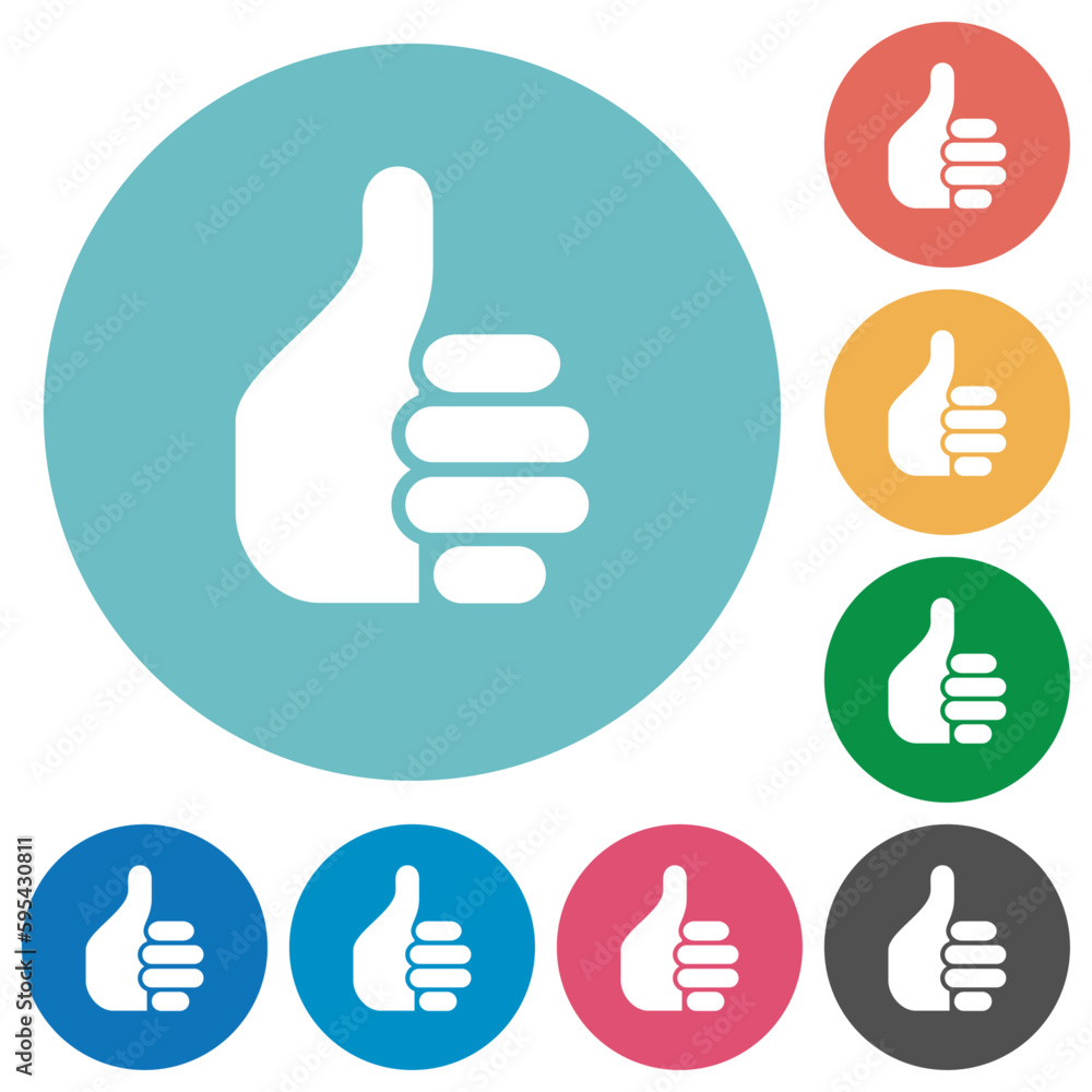 Left handed thumbs up solid flat round icons Left handed thumbs up solid flat round icons