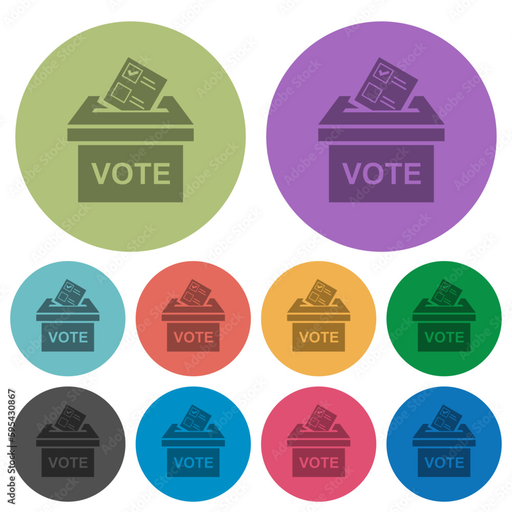 Voting paper and ballot box solid color darker flat icons Voting paper and ballot box solid color darker flat icons