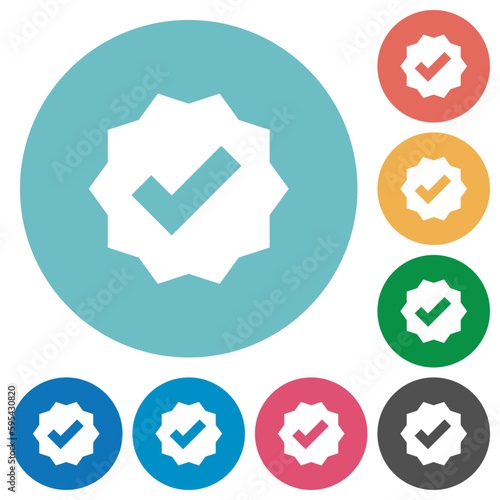 Verified sticker solid flat round icons