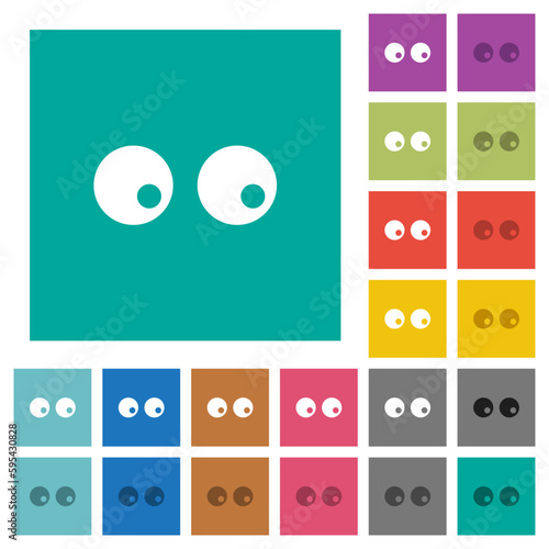 Watching eyes solid square flat multi colored icons