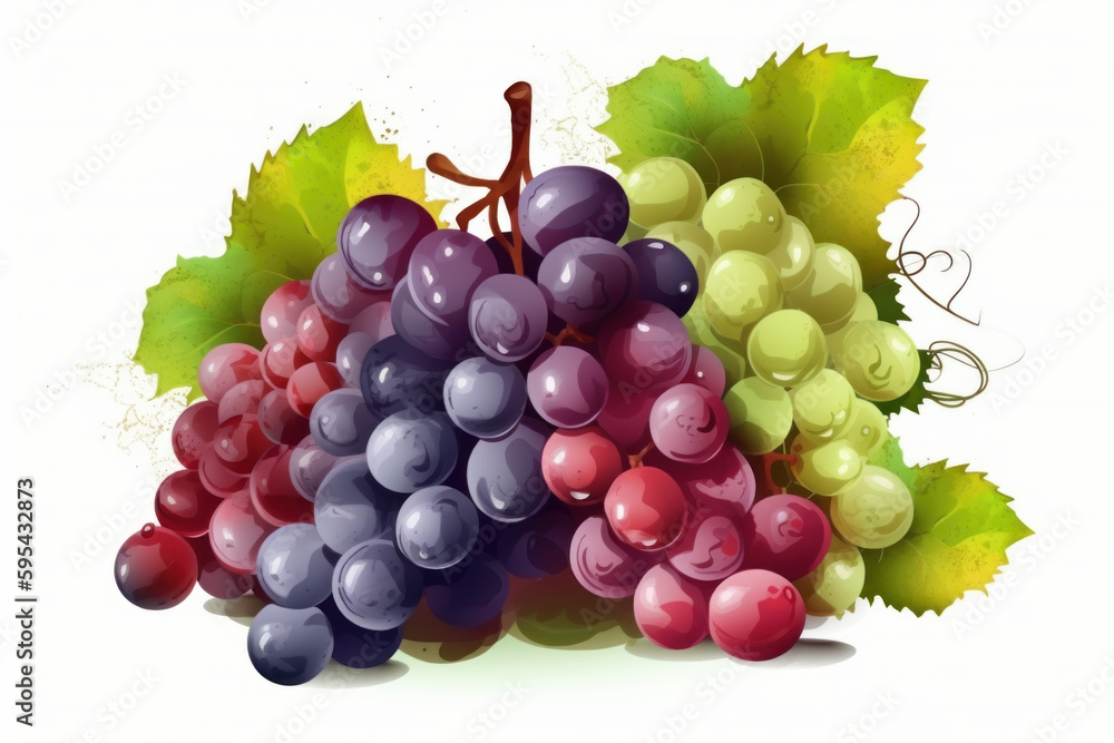 Illustrated grape bunch, semi minimalist fruit