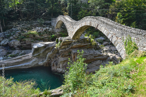  ponte dei salti at Lavertezzo in Verzasca Valley in Ticino canton, Switzerland photo