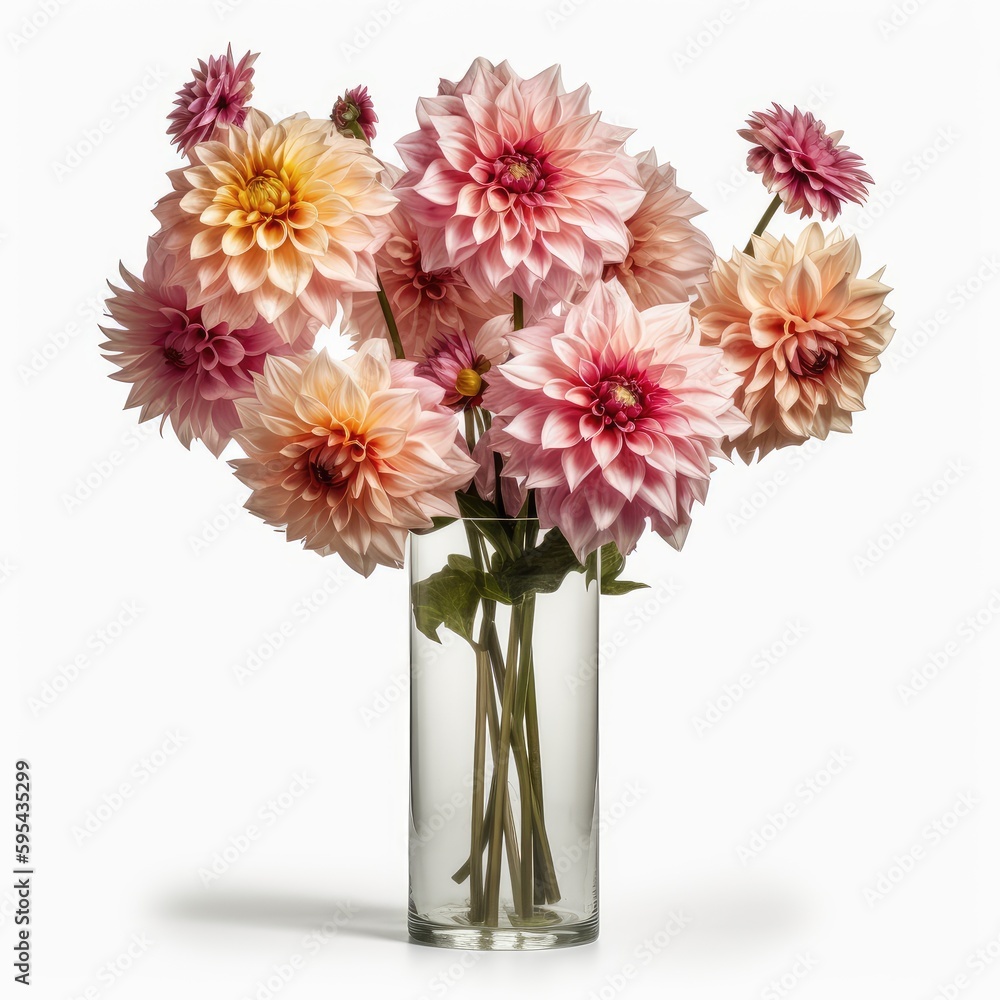 Obraz premium Dahlias in a tall slim vase.