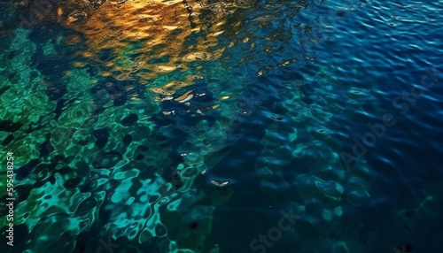 Transparent wave reflects beauty in nature underwater world generated by AI