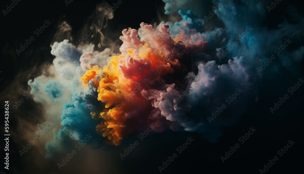 Glowing sky explodes in abstract cloud pattern generated by AI