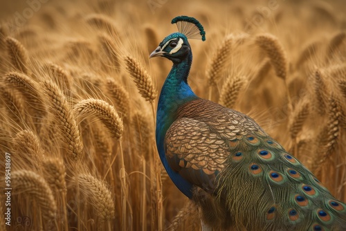 peacock with feathers
