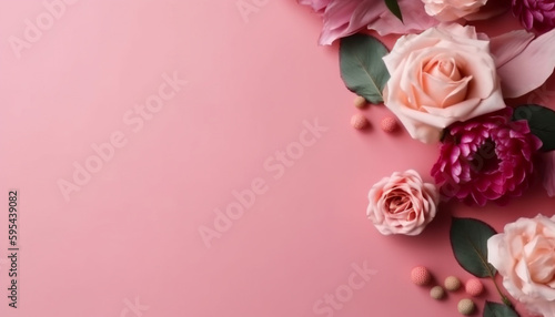 Romantic bouquet of fresh pink blossoms, love generative AI © Jeronimo Ramos