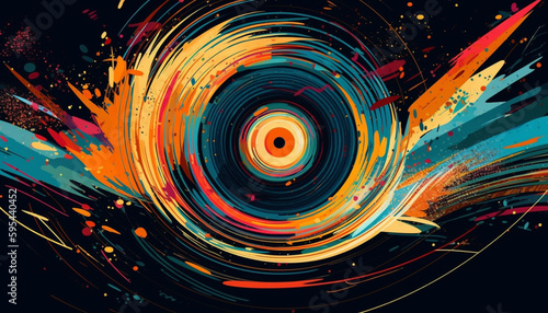 Vibrant colors and spirals create futuristic backdrop generative AI