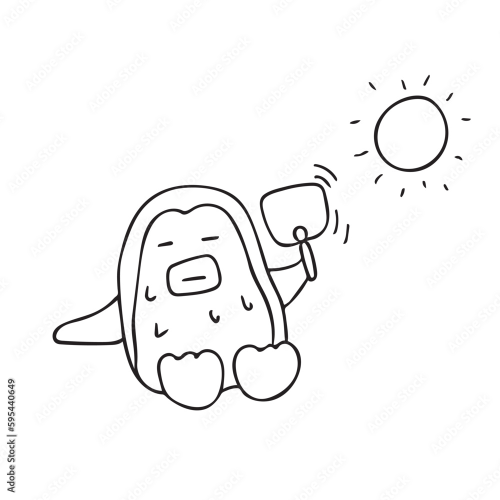 Obraz premium hand drawn cute penguins summers Cartoon Mascot Character Vector illustration color children cartoon clipart