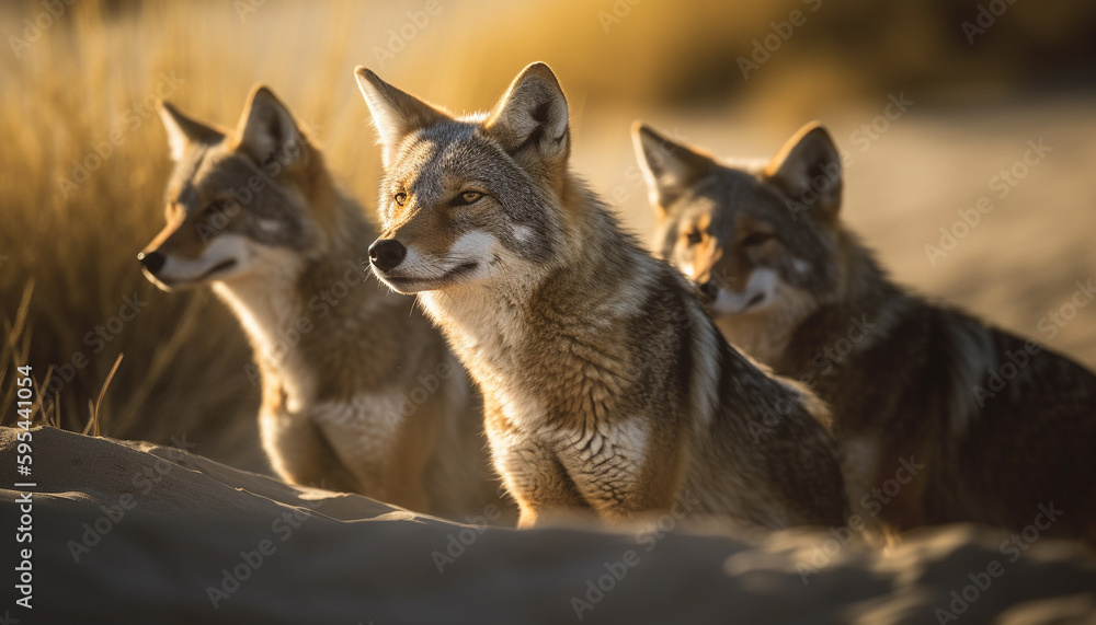 Red fox and wild dogs in snowy wilderness generative AI Red fox and wild dogs in snowy wilderness generative AI