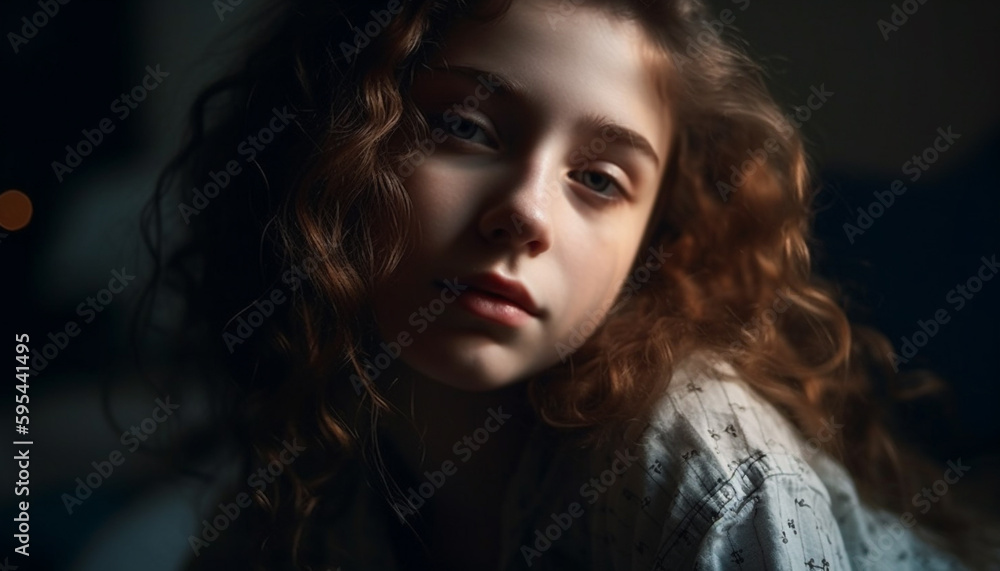 Young woman with brown hair smiles outdoors generated by AI Young woman with brown hair smiles outdoors generated by AI