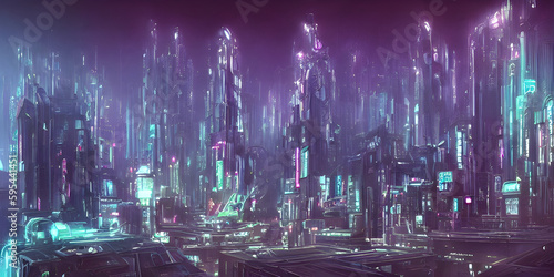 Futuristic city skyline