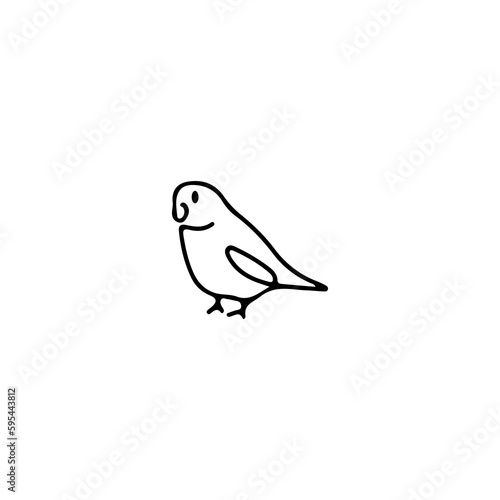 cute bird doodle illustration vector