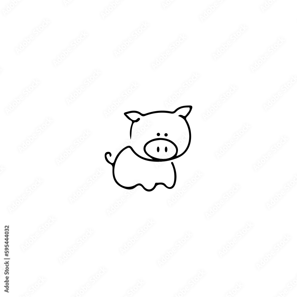 cute pig shaped line illustration vector cute pig shaped line illustration vector