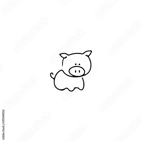 cute pig shaped line illustration vector