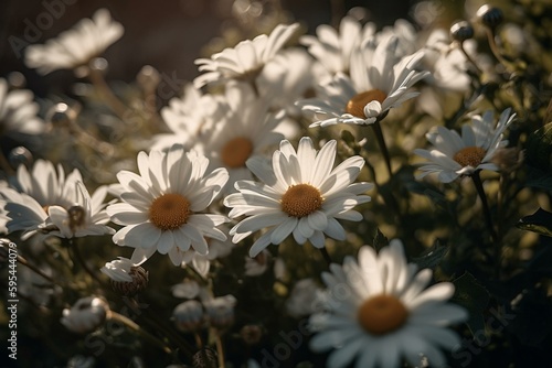 Gorgeous white daisies in the sunshine. Generative AI