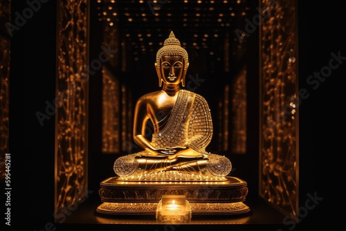 Buddha mystic statue  Thai design  AI generated