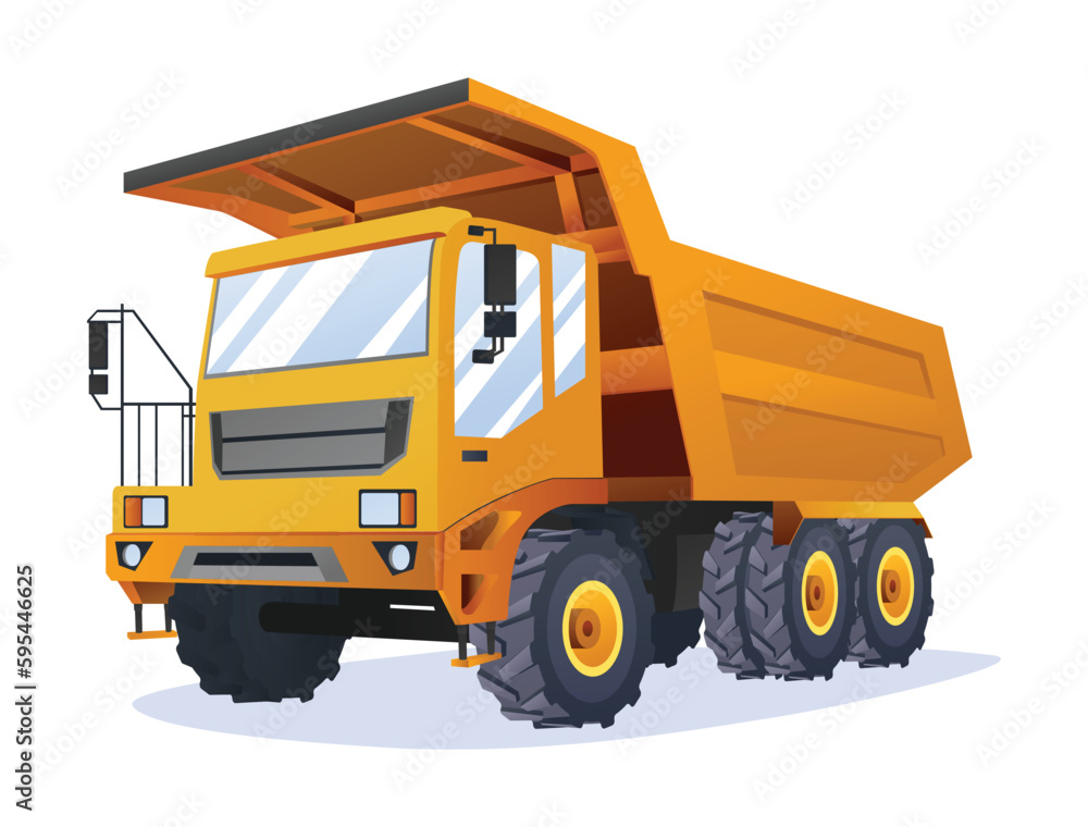 Truck vector illustration. Heavy machinery construction vehicle isolated on white background Truck vector illustration. Heavy machinery construction vehicle isolated on white background
