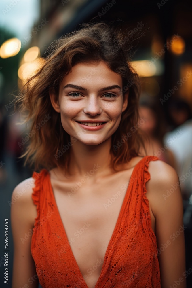 natural smile candid paparazzi closeup woman big face fashion model