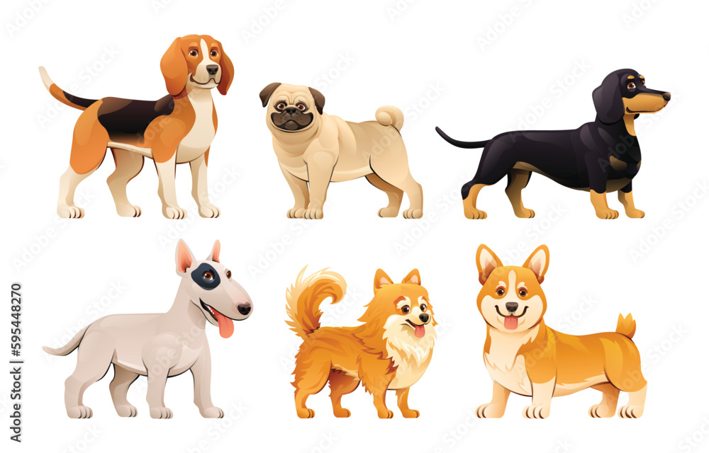 Collection of different dog breeds vector illustration Collection of different dog breeds vector illustration