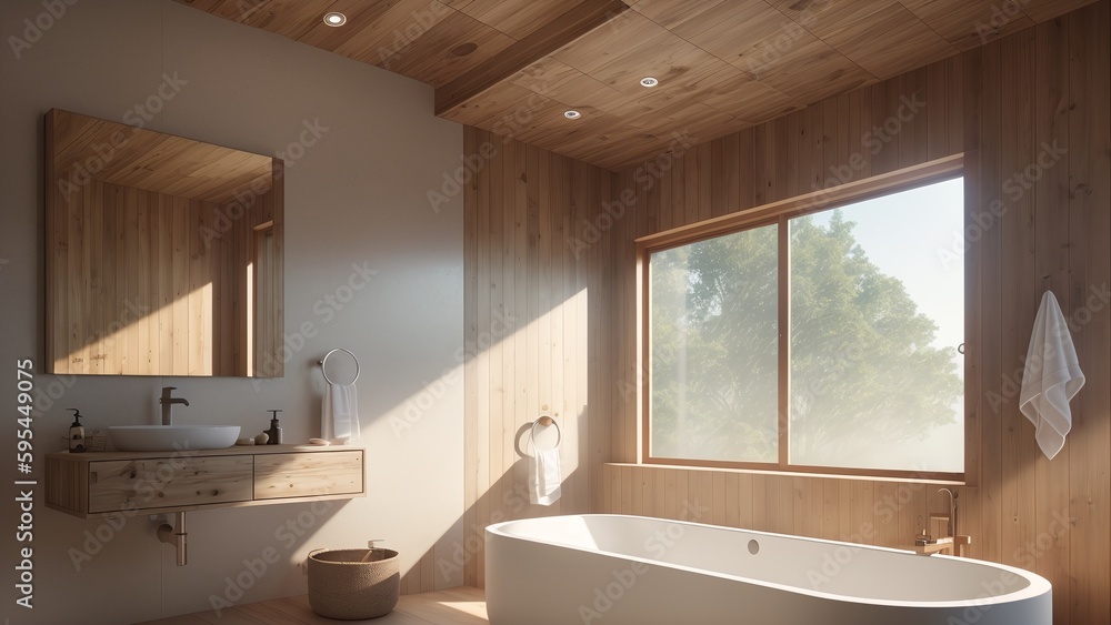 An Enchanting Bathroom With A Large Tub And A Sink AI Generative An Enchanting Bathroom With A Large Tub And A Sink AI Generative