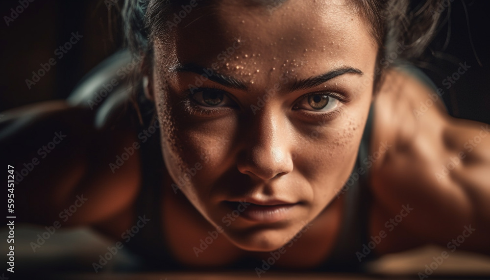 Young woman with brown hair looking confident generated by AI Young woman with brown hair looking confident generated by AI