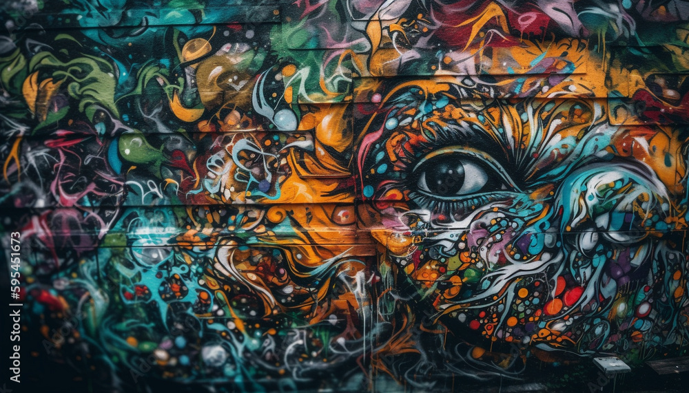 Vibrant colors painted chaotic backdrop of imagination generated by AI Vibrant colors painted chaotic backdrop of imagination generated by AI