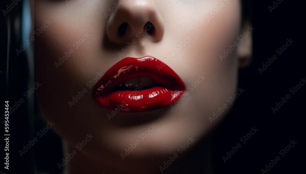 Obraz premium Beautiful woman with shiny lips and elegance generated by AI