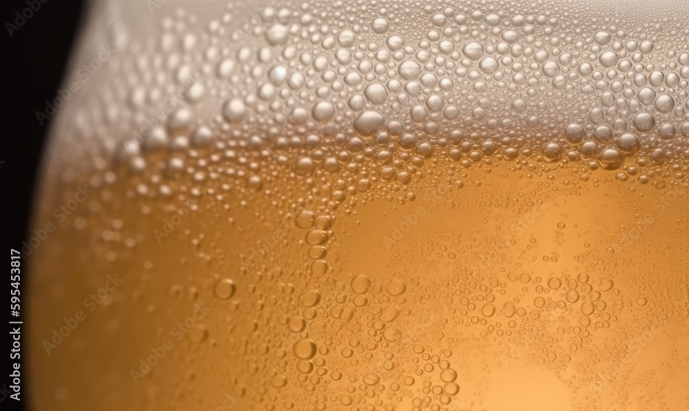 Background of close up beer glass with condensation. Creating using generative AI tools