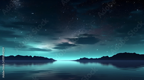 夜の湖   Generative AI © No34