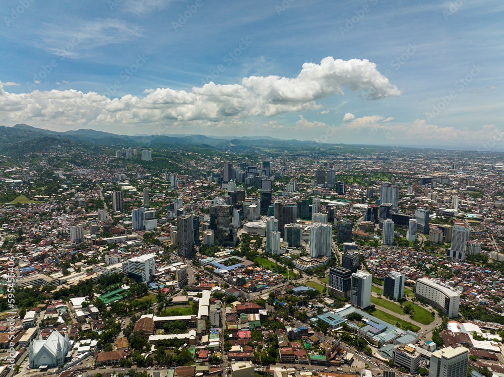 Fototapeta premium Streets and residential areas of Cebu City. Cityscape. Philippines.