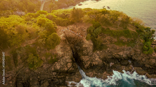 hummanaya blow hole sri lanka in sunset time photo